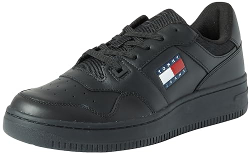 Tommy Jeans Herren Cupsole Sneaker Retro Basket Schuhe, Schwarz (Black), 44