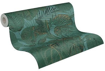 A.S. Création Dschungeltapete Petrol Grün Gold - Livingwalls Famous Garden 393553 - Vliestapete - 10,05 m x 0,53 m - Made in Germany