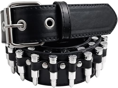 EaciTown Studded Belt Bullet Rivets Belt Y2k Secene Costume Women Men Goth Belts (33'' to 37'', Black)
