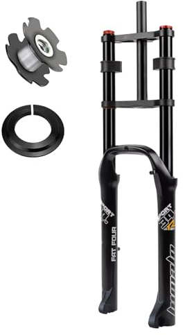 Cykelupphängningsgaffel E-Bike Framgaffel 26X4.0 Fettgaffel MTB Skivbroms 1-1/8 Styrare Cykelgaffel 170mm Resa Luftdämpning QR ATB/BMX(Black)