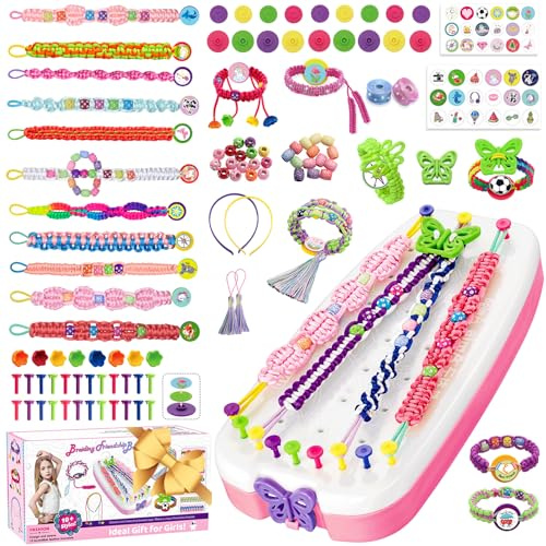 GUYUWE Gör vänskapsarmband, gör armband själv, vänskapsarmband, pysselset för flickor, presenter till barn 8 12 år (rosa)