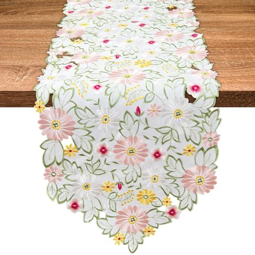 Floreale Runner da Tavolo, Lavabile Moderno 35 x 87 cm, Decorazione di Feste da Tavolo in Cucina