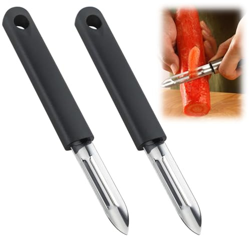Yuiturt 2 Stück Edelstahl Sparschäler Gemüseschäler Kartoffelschäler, 17 cm Edelstahl Teilmattiert Potato Peeler Profi Sparschäler Geeignet zum Schälen von Kartoffeln, Karotten und Gurken