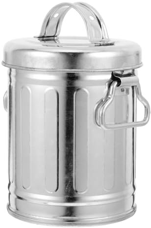 HOLIDYOYO Vintage Galvanized Iron Ashtray with Lid Small Desktop Trash Can for Office Home Kitchen Bedside Use Smell Compact Wastebasket with Large Capacity