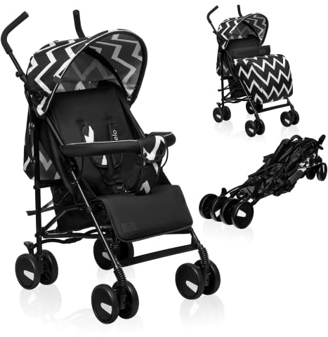 Lionelo ELIA Lightweight Stroller from 6 Months to 3 Years, Compact & Foldable Travel Pushchair with XXL Sunshade, 5-Point Safety Harness, Shock-Absorbent Wheels & Large Shopping Basket