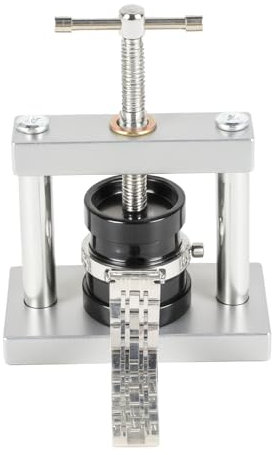 KITDAHOM 19 Stück Uhr Presse Set - Uhrenschließer Einpresswerkzeug 15,5 x 10 x 6 cm - Stahlmaterial - Für Uhr Reparatur, Batteriewechsel, Gehäuseverschluss - Ideal für Uhrenreparatur (Silber)