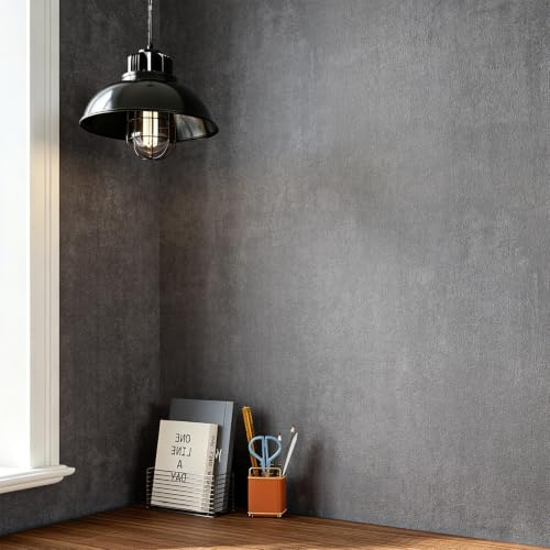 LACHEERY Carta da Parati Grigio Scuro Effetto Cemento 40cm x 200cm Carta da Parati Adesiva Muro Camera da Letto Industrial Style Impermeabile Tappezzeria Adesiva Muro Cucina per Parete Soggiorno