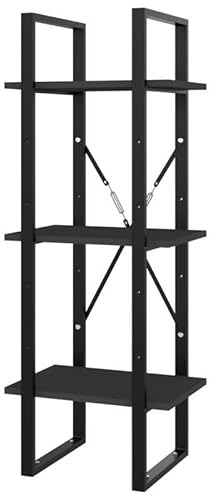 Eleganz Estantería con 3 compartimentos, gris, 40 x 30 x 105 cm, de madera y metal, sistema de estanterías estable para salón, oficina o habitación infantil, ahorra espacio y es duradera