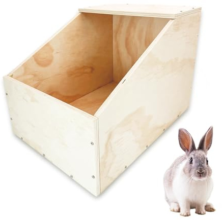 Wooden Rabbit Nesting Box, 16x11x11 Small Animal Hutch Hideout, Breeding Shelter & Burrow Den Alternative for Rabbits, Guinea Pigs, Chinchillas & Other Small Pets