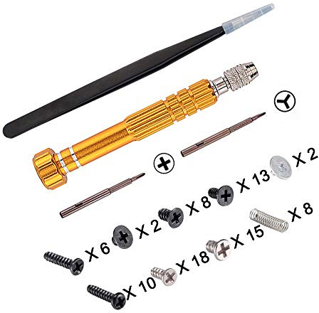 eXtremeRate Kit de Destornillador de Cruz Conjunto de Herramientas de Montaje y desmontaje con Muelle Pinzas y Tornillos para la Consola Compatible con Nitendo Switch Joy con
