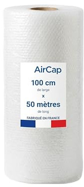 Jeco - 1 rouleau de film papier bulles Aircap 100cm x 50m tri-couche avec film barrière gain de place recyclable