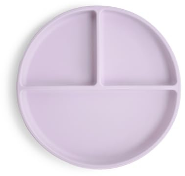 Mushie Silicone Suction Plate | Non-Slip Divided Plate for Babies & Toddlers | Food Grade Silicone | Dishwasher & Microwave Safe | Soft Lilac