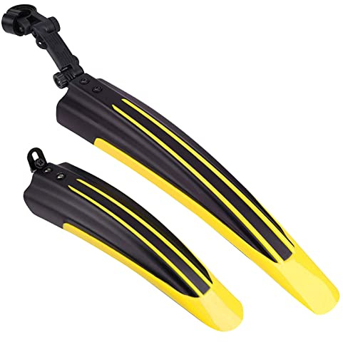 Taeku Parafango Bici Universale Regolabile Bicicletta Mudguard Set Posteriore Anteriore Biciclette per MTB Bicicletta 20-27 Pollici Ruote (Giallo)