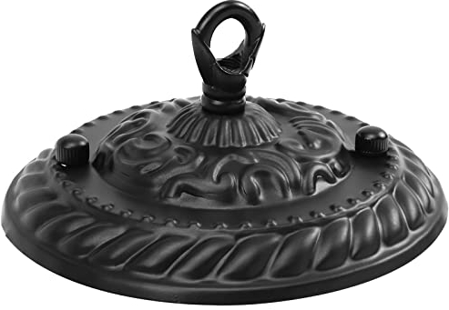 VILLCASE Deckenbaldachin Schwarz Metall, Retro Baldachin für Kronleuchter, Vintage Deckenrosette in Schwarz, Stabiler Lampenbaldachin Mit Haken, 130 Mm Durchmesser, Ideal für Ihre Beleuchtung