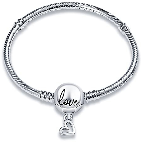 TINSLO Moments Women's 925 Sterling Silver Snake Chain Bracelet for Charms, Valentine's Day Mother's Day Birthday Gift for Mom Wife