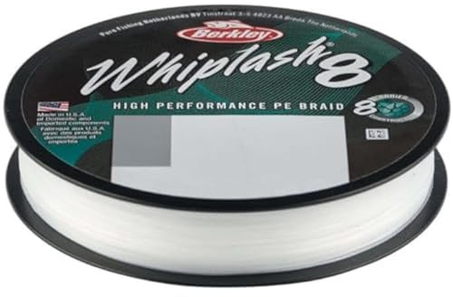 Berkley Whiplash8, Línea de Pesca, Superline, Pesca de Depredadores, Lucio, Perca, Zander, Trucha, Unisex, Cristal, 0.1mm, 14.8 kg, 32 LB, 330 yd