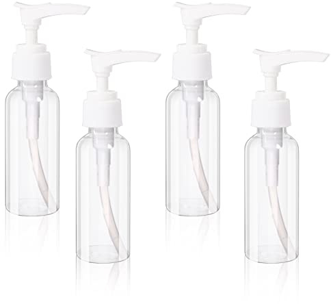 4 stycken 50 ml pumpdispenser, transparenta Airless pumpflaskor, resedispenserflaska, plast, pumpflaska, tom, luftresflaska, plastflaskor för kosmetika, schampo, kräm
