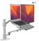 Alberenz® 2-in-1 Laptop- und Monitor Halterung, Verstellbarer Doppelarm-Ständer für 12-17 Laptops und 17-32 Monitore, ergonomisches Design, höhenverstellbar und neigbar, Farbe Silber
