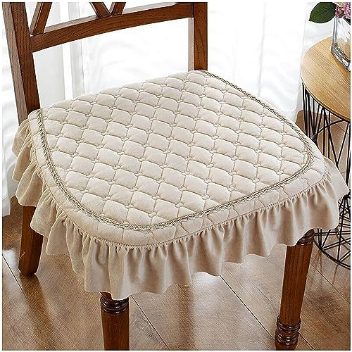ZTGL 45x43x3 cm Cuscini per Sedie da Cucina Antiscivolo, con Laccetti Sfoderabili Lavabili Confortevole Cuscini Seduta, Imbottitura Cucina Sedia da Pranzo con Volant,A1,4 Pack