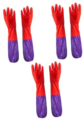 GLEAVI 3 Paare Handschuhe zum Waschen thermohandschuhe wärmende handschuhe waterproof gloves warm gloves Spülhandschuhe Haushaltshandschuhe Reinigungshandschuhe lang Handschuhe waschen