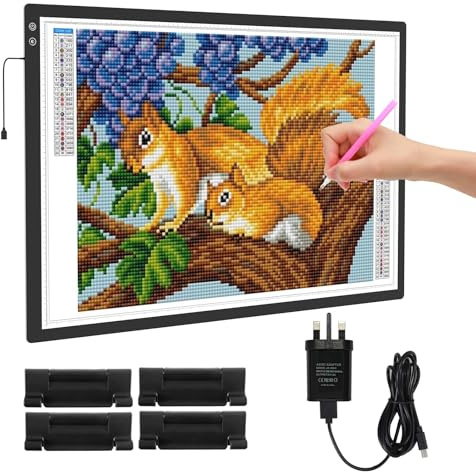 TOHETO Wiederaufladbare A1 Leuchttisch, 6000mAh große LED Leuchttafel für Diamantmalerei, Leuchtplatte mit Akku, Kabellos Light Pad Lichtpad, Leuchtkasten zum Nachzeichnen und Zeichnen, Skizzieren