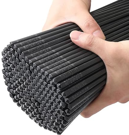 200 Pairs Fiberglass Chopsticks Reusable Chopsticks Dishwasher Safe 9.4 Inches/24cm Non-Slip Japanese Style Sushi Chop Sticks, Black