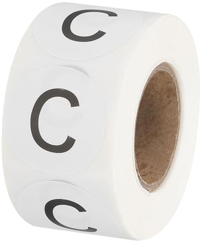PATIKIL Letter C Inventory Labels, 1 Inch Capital Letter Stickers Self Adhesive Round Circle Coding Dots Labels (1Roll/Total 500Pcs) for Office, Storage