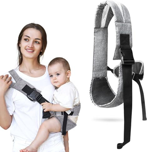 Porte-Bébé Portable Écharpe de Portage Bébé avec Des Bretelles Confortables et Réglables, Porte Bébés Épaule Naissance for Bébé de 3 à 36 Mois, Nourrissons Jusqu'à 20 kg (Gris)