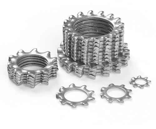 BOUMVID Arandelas de Seguridad Dentadas Externo M4 x 8mm, 100 Piezas Arandelas Dentadas Externas, 304 Acero Inoxidable de Arandela Bloqueo, Arandela de Resorte de Onda