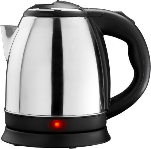Hervidor de agua de acero inoxidable con calentamiento rápido, apagado automático y base giratoria 360º - hervidor de agua eléctrico con capacidad de 1,2 litros y potencia de 1500 W. Zona de Ebullició