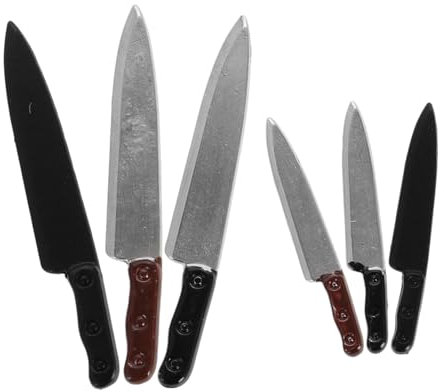 JUMPLAWN 6pièces Set De Couteaux Miniatures pour Poupées Accessoires De Cuisine De Maison De Poupée Outils De Décoration pour Scènes Miniatures