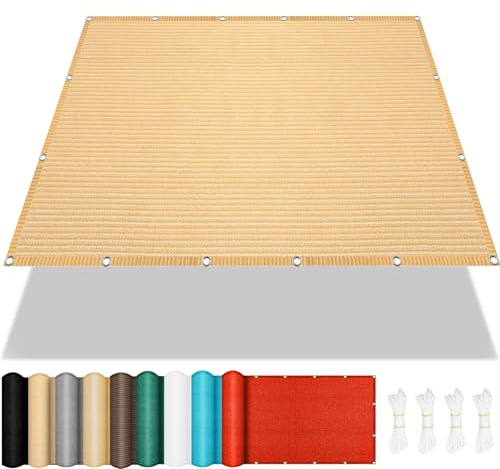 Sonnensegel Sonnenschutz inkl Befestigungsseile 110 x 110 cm, 98% UV Schutz, Reißfest Wetterfest, Markisenschutzhüllen Sonnensegel Leinwand, Sonnensegel Shade Sails, für Garten Balkon, Creme Farben