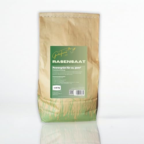 GardenTaurus - Powergrün, Universalrasen für 50 m², Sattes Grün - dichter Rasen - schnell & zuverlässig, 1,25 kg