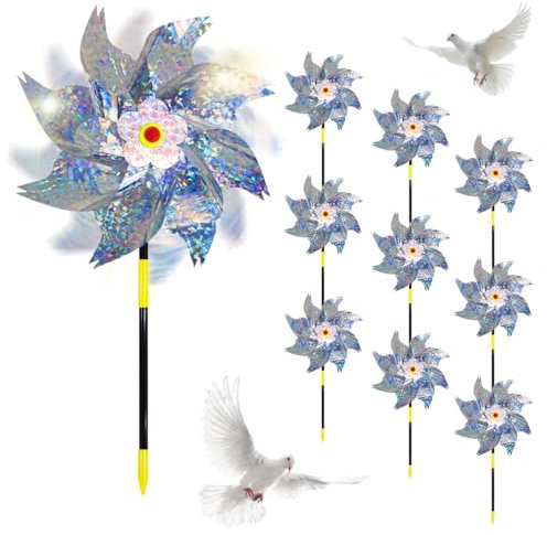 Repellente per Uccelli Girandole, 10 Pezzi Mulino a Vento Riflettente, Girandole Spaventa Uccelli per Il Controllo Degli Uccelli Decorazione del Giardino to Protect Frutteto, Giardino
