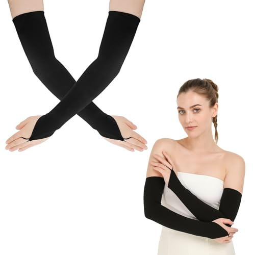 TeaATiCh Classic Abendhandschuhe Seidenhandschuhe,Vintage Opernhandschuhe,Satin Opera Handschuh,Damen Fingerlose Handschuhe Schwarz,Für Damen Hochzeit Abschlussball Teeparty Kleidungs Zubehör