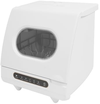 Lavavajillas de mesa mini con 5 programas y depósito de agua de 5 L, 800 W, lavavajillas portátil pequeño para apartamentos, dormitorios y caravanas, 45 x 45 x 38 cm