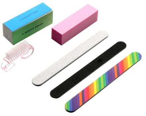iplusmile 6 piezas Kit Limas y Pulidores para Uñas Herramientas de Manicura para Salón y Uso Doméstico Incluye Doble Cara Bloque de Lijado Esponja Pulidora y Cepillo para Uñas Naturales y