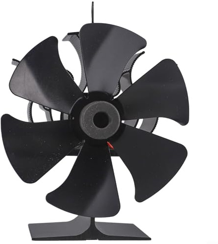 Besshepplo Ventilador de estufa de chimenea de 6 aspas, ventilador de horno de aluminio alimentado por calor para una distribución eficiente del calor del quemador de leña, funcionamiento silencioso