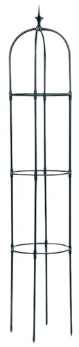 Obelisk för växter - Vertikal 113 x 27 cm, stålrör trädgårdsspaljé, hållbart skruvstöd med PP-beläggning | Robust blomstativ i kruka för klätterrosor Cl