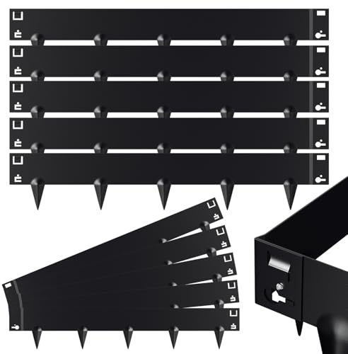 Peviasot Gräskant av metall, 100 x 15 cm, rabattkant, rabattkant med taggar, flexibla gräsmattor deformerbara, blomrabattkant, svart, 5 stycken (längd 5 m)