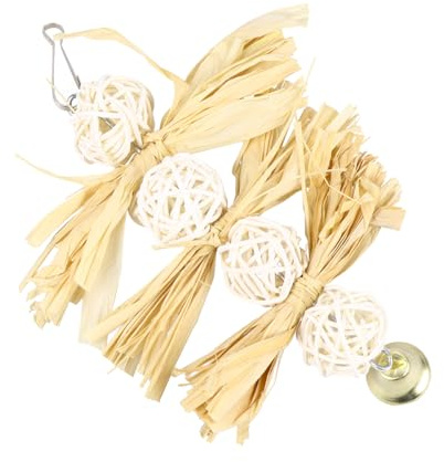 Artibetter Perroquet de pour Grimper, pour Balcon et Jardin en Rotin et Loofah, Anneau à Mâcher Cloche
