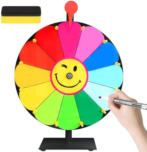 NKFBEV Roue de la Fortune, Roue-Porte-Bonheur pour 30cm 12Couleurs, Roues-de la Chance avec Gomme Et Marqueur, Réutilisable, Roues-de Prix pour Jeux de Loterie Mots Carnaval Fête foires et carnavals