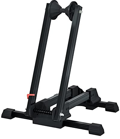 Sports Foldable Alloy Bicycle Stand Bike Floor Parking Rack Steady Wheel Holder Fit 20-29 BikesIndoor Home Garage Cycling Storage Organizer Cycle Tires Rack Holder for Mountain and Road Bike