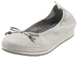 Fitters Footwear That Fits Damer Ballerina Celine mikrofiber komfort ballerina med rosett midja extra stor (EU,), - GRÅ - 42 EU
