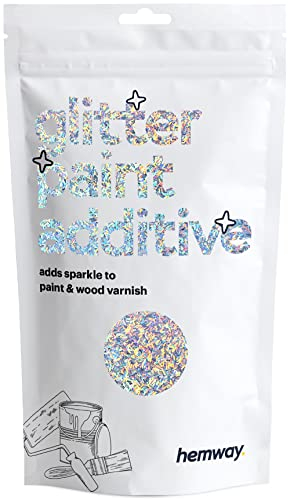 Silver Holographic Glitter Paint Additive 100g for Adding Sparkle to Paints & Varnish | Paint Walls Sparkly Add to Emulsion, Acrylic or Lacquer Indoor | Hemway