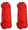 2 Rouleaux Corde en Coton Doux, Épaisseur 6 mm Longueur 10 m, Cordon torsadé épais Multifonctionnel, pour Le Camping, Le Jardinage, Le nautisme, Le tir à la Corde, Les Animaux, l’Escalade(Rouge)
