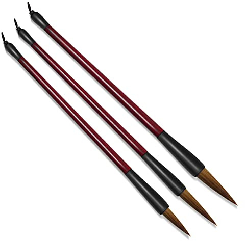 Thatyro 3 Sizes Chinese Calligraphy Set, Kanji Sumi Drawing Brush with Resin Handle, Professional Traditional Chinese Painting for Beginners Students (3 PCS)