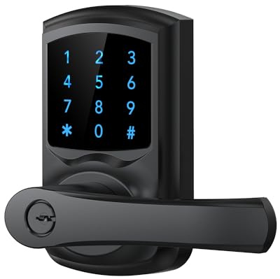 HIDALIFE Keyless Entry Door Lock with Keypad and Handle for Front Doors, Touchscreen Electronic Door Lock, Anti-peep Password, Auto-Locking, Matte Black