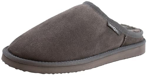 Reissner Lammfelle | Engel Hausschuhe Island | Pantoffel | Innenfutter echtes Merino Lammfell | Silber grau 44