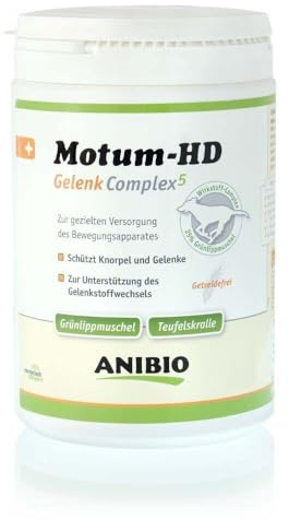 Anibio Motum HD Gelenk Pulver 500g für Hunde – mit Grünlippmuschel, Teufelskralle, MSM, Chondroitin & Glucosamin – unterstützt Knorpel, Gelenke & Beweglichkeit, getreidefrei
